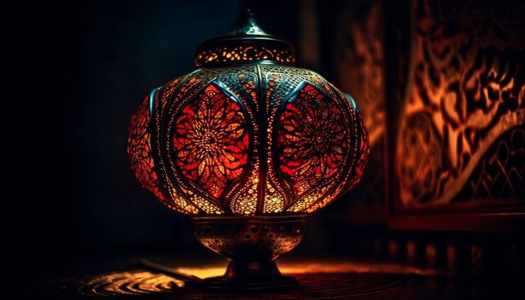 Free Photo antique lantern glows ornate charm turkish elegance generated by ai