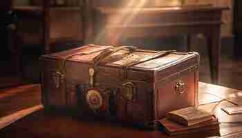 Free photo antique leather trunk holds centuries old adventure stories generated by ai