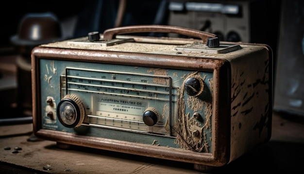 Free photo antique radio with single knob brings nostalgia generated by ai