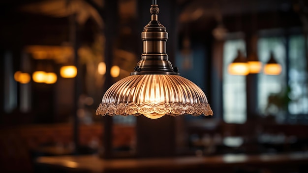 Free photo an antique restaurant light provides a serene atmosphere