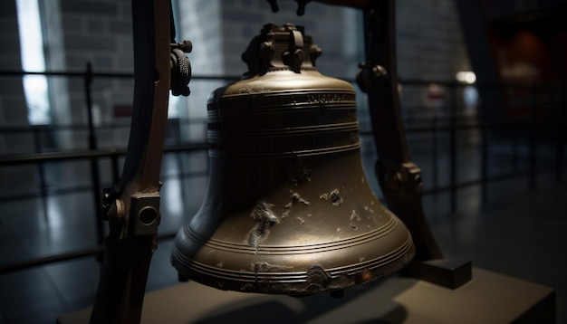 Free photo antique service bell rings in historic church generated by ai