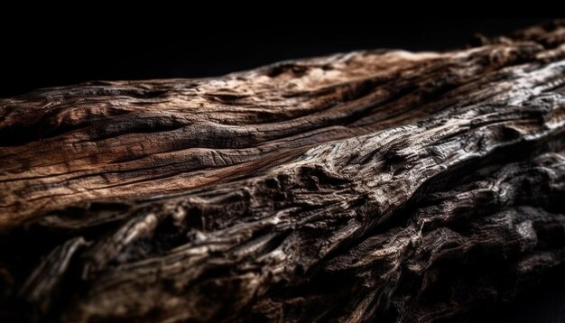 Antique tree trunk shows rough organic texture generated by AI