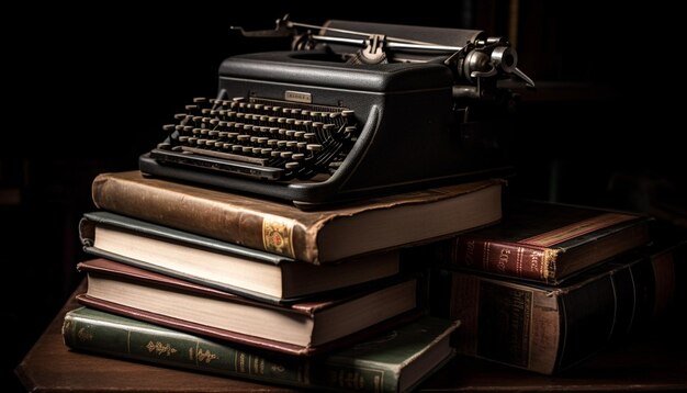 Antique typewriter on wooden desk a classic generated by AI