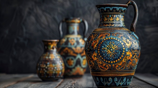 Free photo antique vase with indigenous pattern