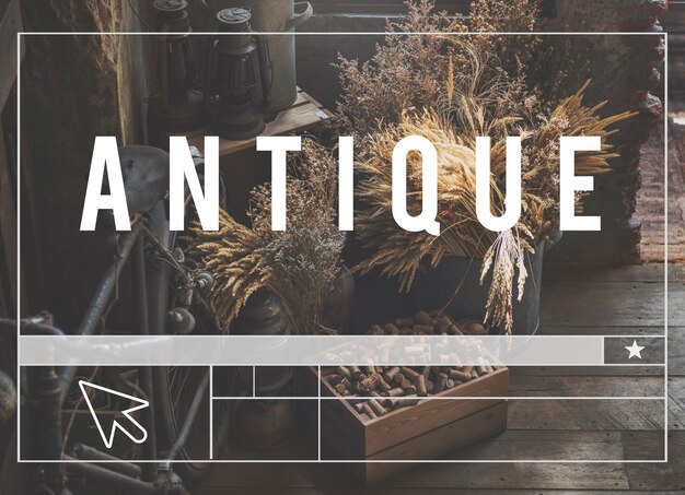 Antique Word Website Template Layout Cursor Graphic