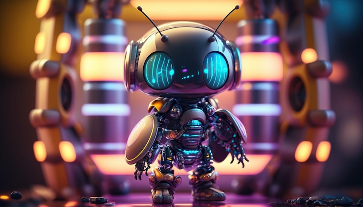 Free Photo ants on a mission cute robots in space suits adventure outward generative ai
