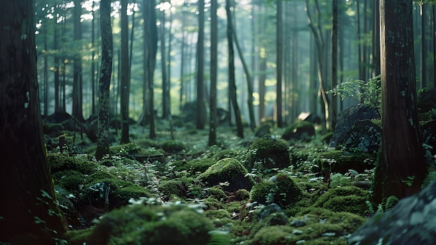 Free photo aokigahara forest in highly detailed style