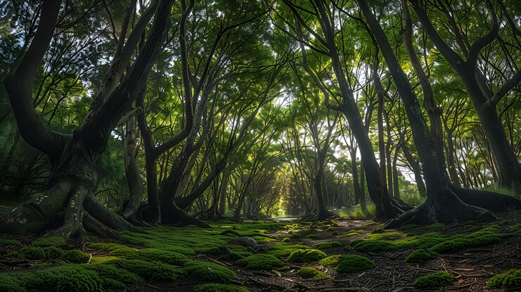 Free Photo aokigahara forest in highly detailed style