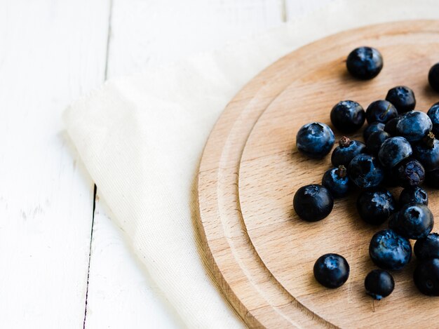 Appetizing blueberries on board