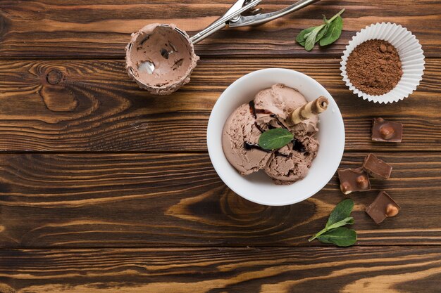 Appetizing chocolate ice cream