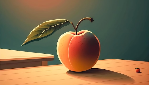 Free photo appetizing peach on a wooden surface generative ai