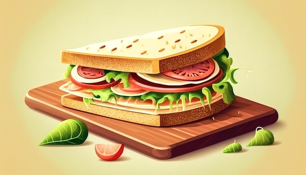 Free photo appetizing sandwich with fresh vegetables generative ai
