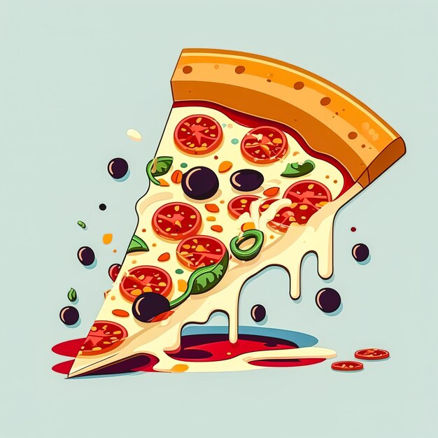 Аппетитный кусок пиццы, плоский генеративный ИИ