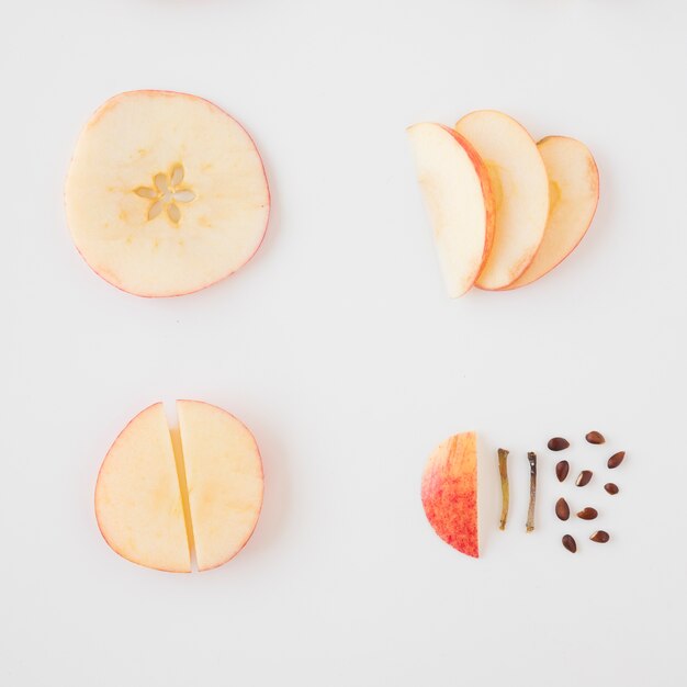 Apple disassembled on white background