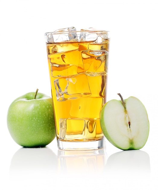 Apple juice with apples around