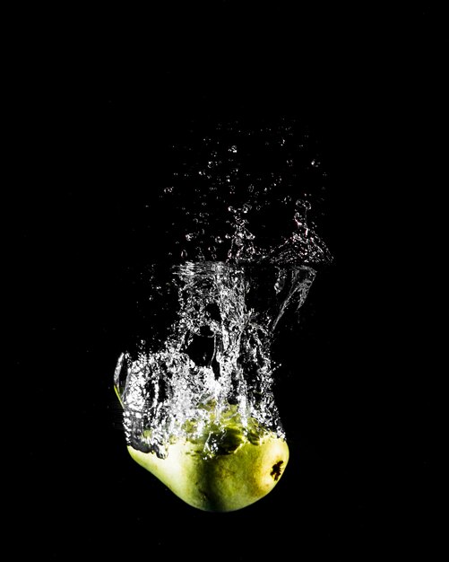 Apple plunging into the water