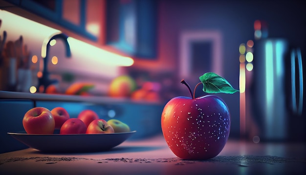 Apples fresh fruits in the kitchen generative AI