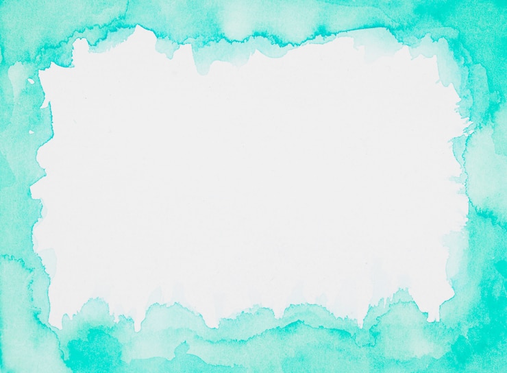 Free Photo aquamarine frame of paints on white sheet