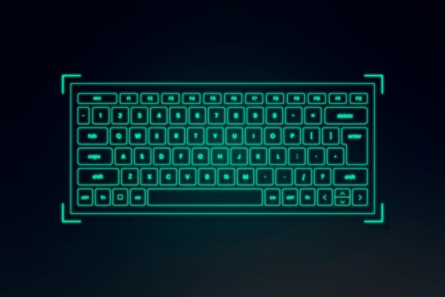 Foto gratuita ologramma della tastiera ar verde neon per dispositivo con tecnologia intelligente