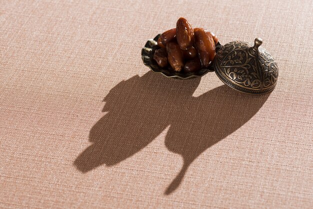 Arabic food composition with shadow for ramadan