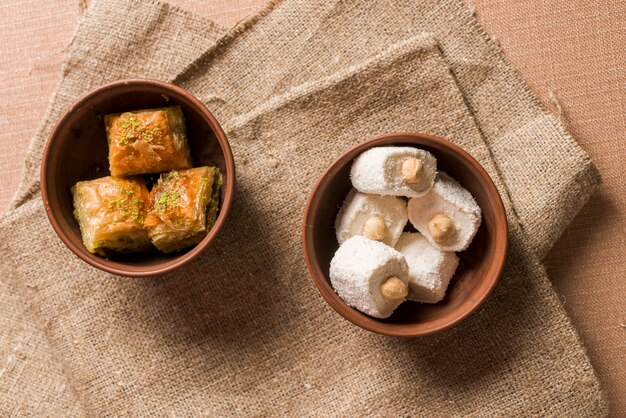 Arabic food concept for ramadan with two bowls