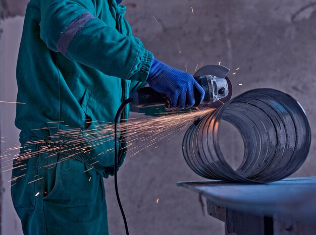 Arc welding of a steel in construction site