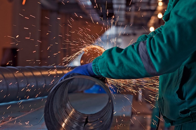 Arc welding of a steel in construction site