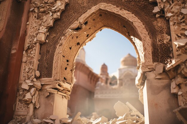 Arch in marrakesh city after earthquake