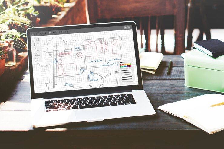Free Photo architecture plan blueprint layout work concept