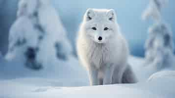 Free photo an arctic fox in the snow