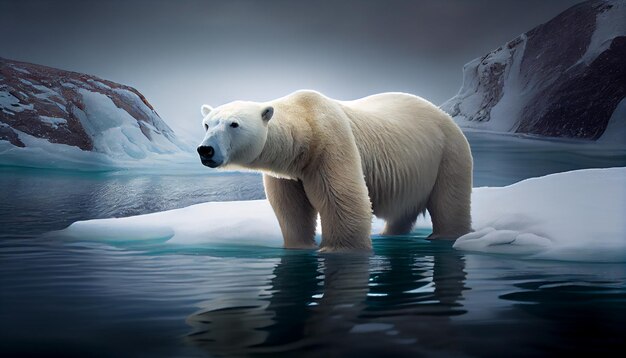 Арктическое млекопитающее отражает в спокойных ледяных водах генеративный ИИ