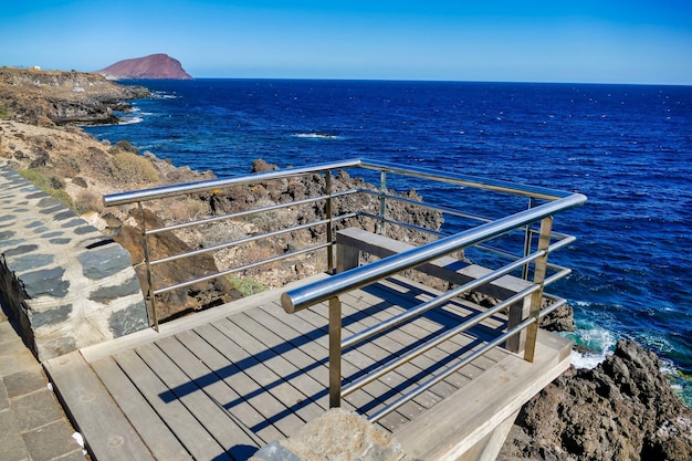 Area protected by metal frames in front of the ocean