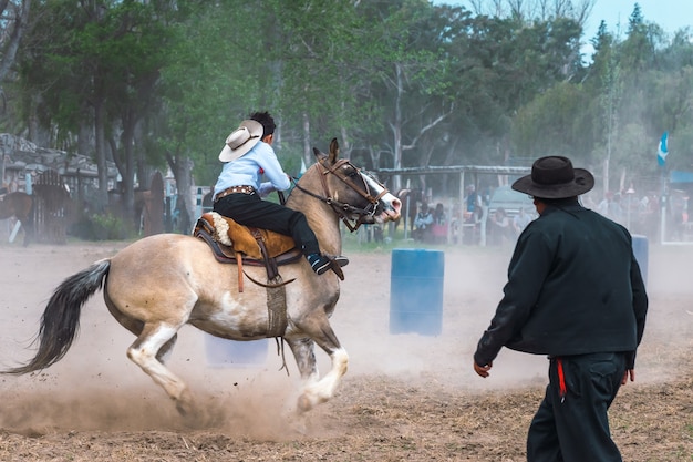 Argentine gaucho in creole skill games in patagonia argentina.
