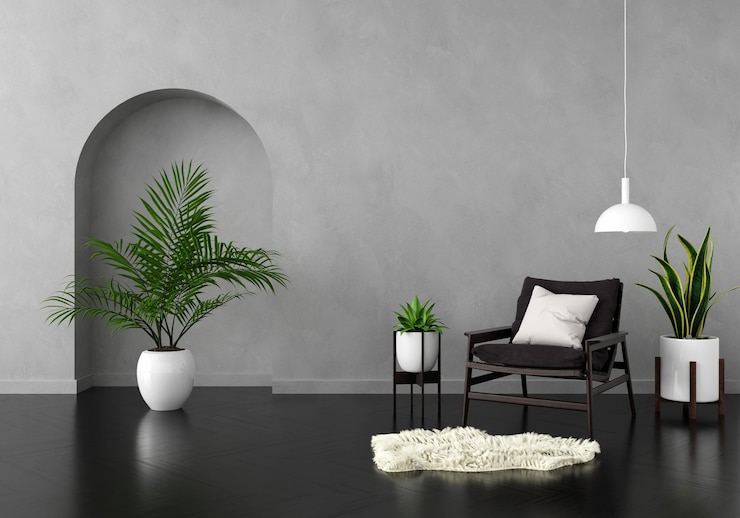 Free Photo armchair in living room with copy space