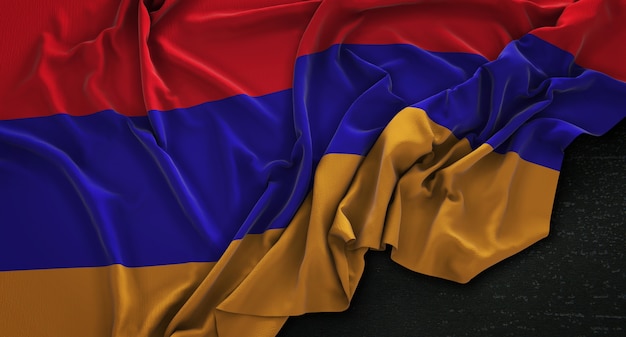 暗い背景にレンダリングされたアルメニアの旗3Dレンダリング