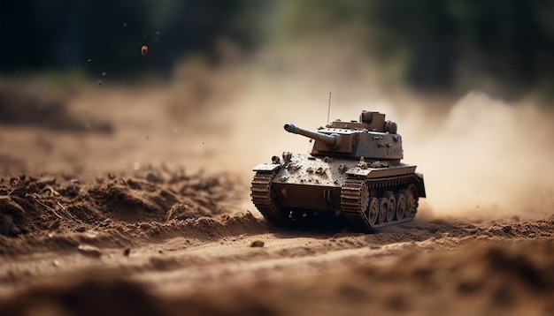 Free photo armored tank on battlefield machinery of aggression generated by ai