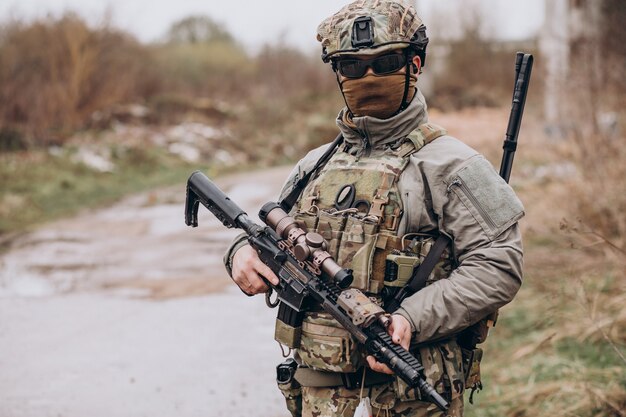 Army soldiers fighting with guns and defending their country