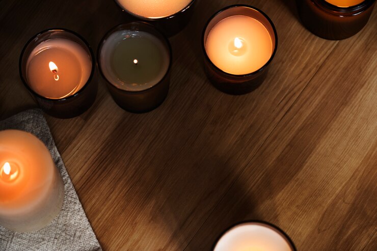 Free Photo aromatic candle border background aerial view