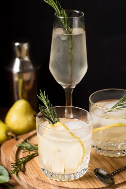 Aromatic cocktail with rosemary and ice