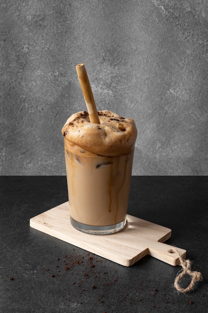 Aromatic frappuccino on table