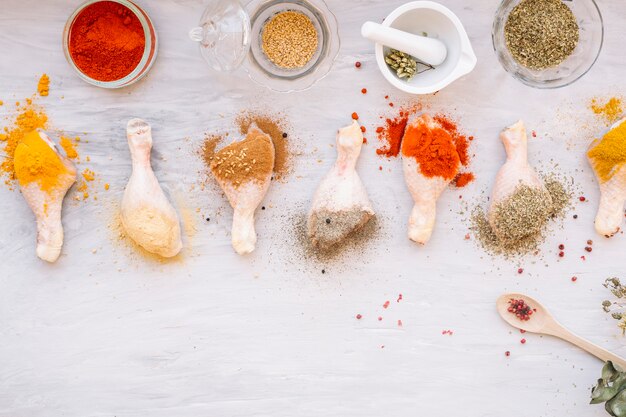 Aromatic spices near chicken