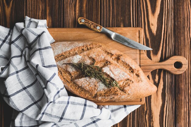 Aromatic twig on bread loaf