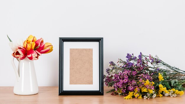 Arranged elegant frame and flowers