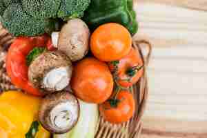 Free photo arranged healthy vegetables form above