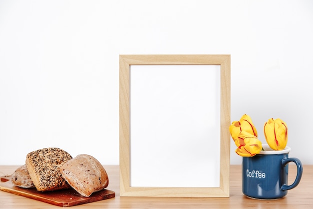 Arranged morning buns with frame and flowers