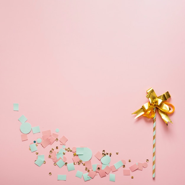 Free photo arrangement of abstract flower from ribbon and straw