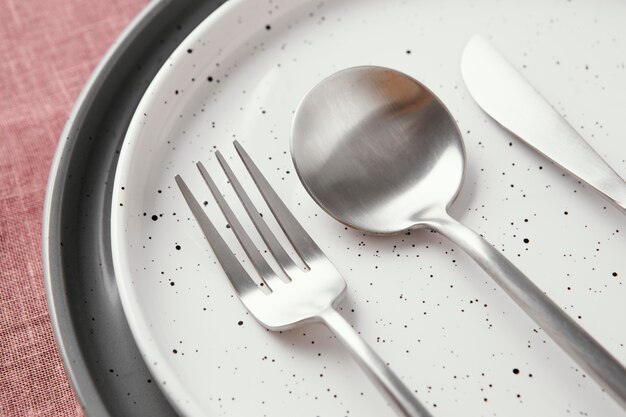 Arrangement of beautiful tableware on the table