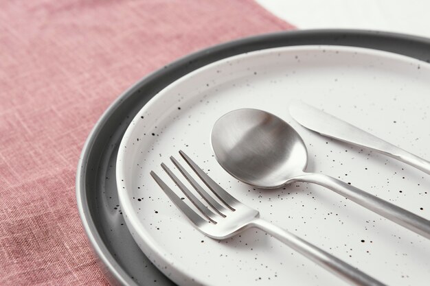 Arrangement of beautiful tableware on the table