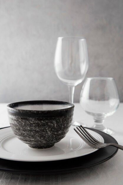 Arrangement of beautiful tableware on the table