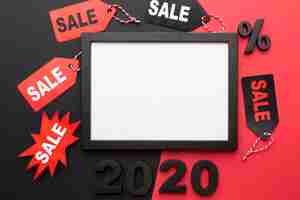 Free photo arrangement of black friday elements with empty frame